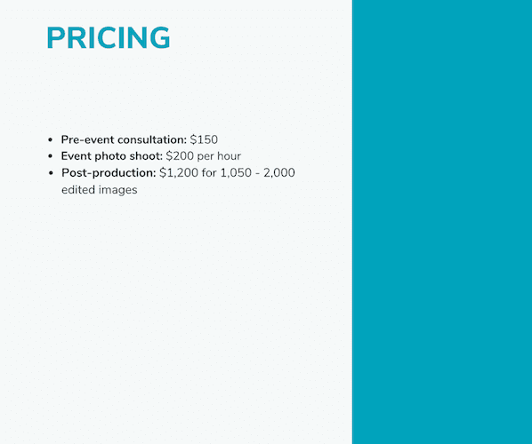 Business Proposal Example Pricing